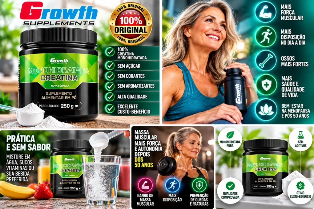 Creatina Monohidratada Growth é Boa para Ganhar Massa Muscular Depois dos 50? 6 Creatina Monohidratada 100g Growth Supplements